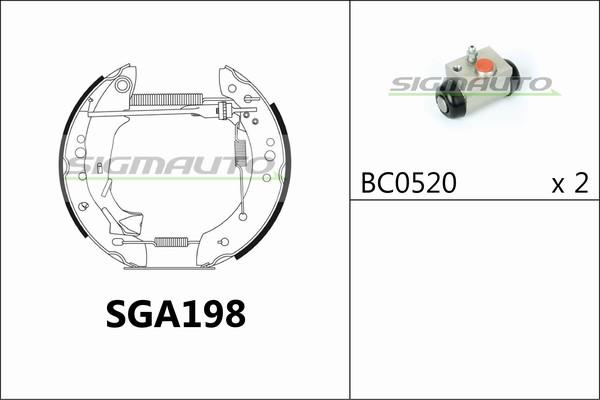 SIGMAUTO SGA198 - Комплект гальм, барабанний механізм avtolavka.club