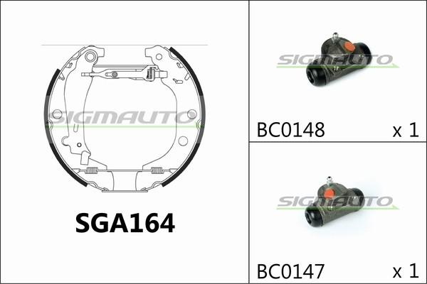 SIGMAUTO SGA164 - Комплект гальм, барабанний механізм avtolavka.club