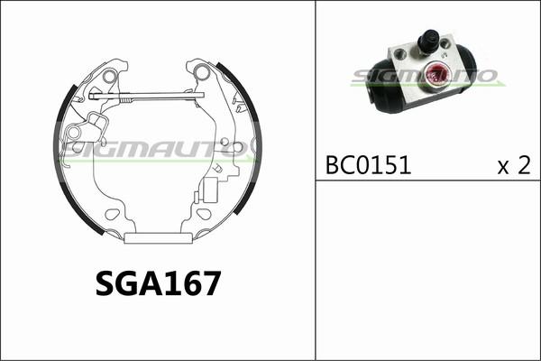 SIGMAUTO SGA167 - Комплект гальм, барабанний механізм avtolavka.club