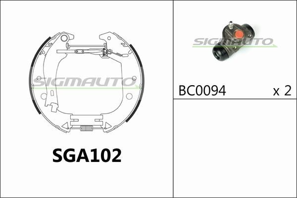 SIGMAUTO SGA102 - Комплект гальм, барабанний механізм avtolavka.club