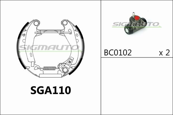 SIGMAUTO SGA110 - Комплект гальм, барабанний механізм avtolavka.club