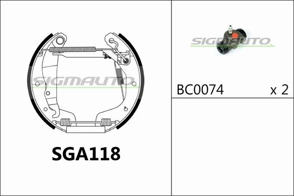 SIGMAUTO SGA118 - Комплект гальм, барабанний механізм avtolavka.club