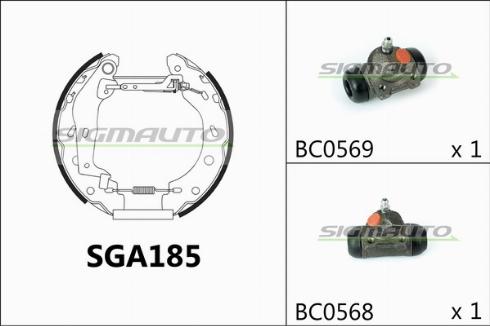 SIGMAUTO SGA185 - Комплект гальм, барабанний механізм avtolavka.club