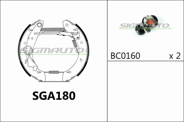 SIGMAUTO SGA180 - Комплект гальм, барабанний механізм avtolavka.club