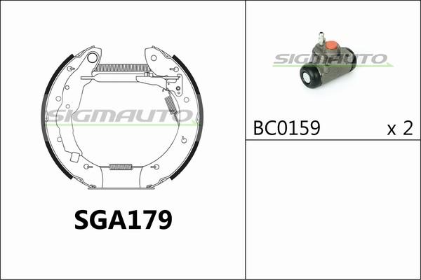 SIGMAUTO SGA179 - Комплект гальм, барабанний механізм avtolavka.club