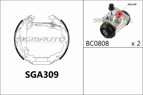 SIGMAUTO SGA309 - Комплект гальм, барабанний механізм avtolavka.club