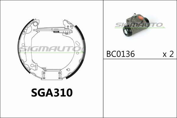 SIGMAUTO SGA310 - Комплект гальм, барабанний механізм avtolavka.club