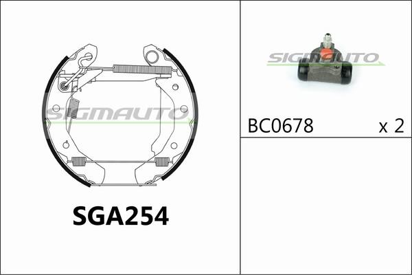 SIGMAUTO SGA254 - Комплект гальм, барабанний механізм avtolavka.club