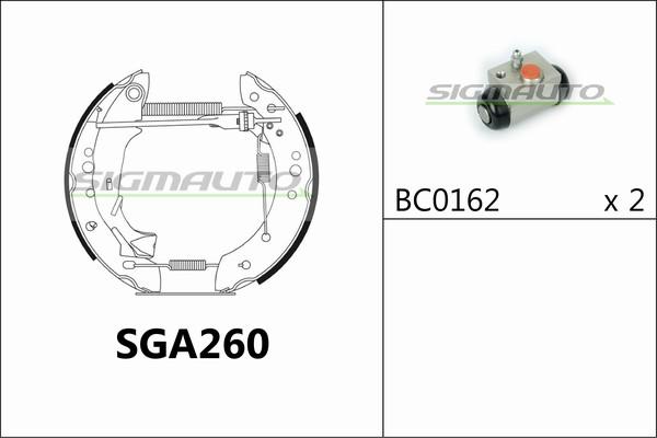 SIGMAUTO SGA260 - Комплект гальм, барабанний механізм avtolavka.club