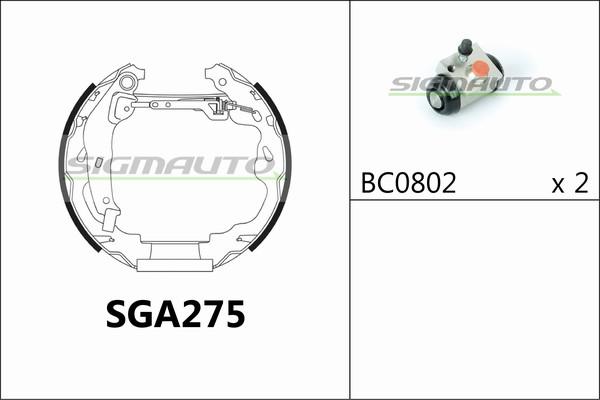 SIGMAUTO SGA275 - Комплект гальм, барабанний механізм avtolavka.club