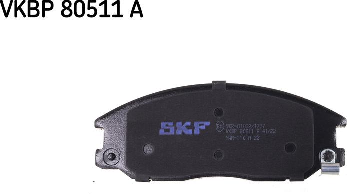 SKF VKBP 80511 A - Гальмівні колодки, дискові гальма avtolavka.club