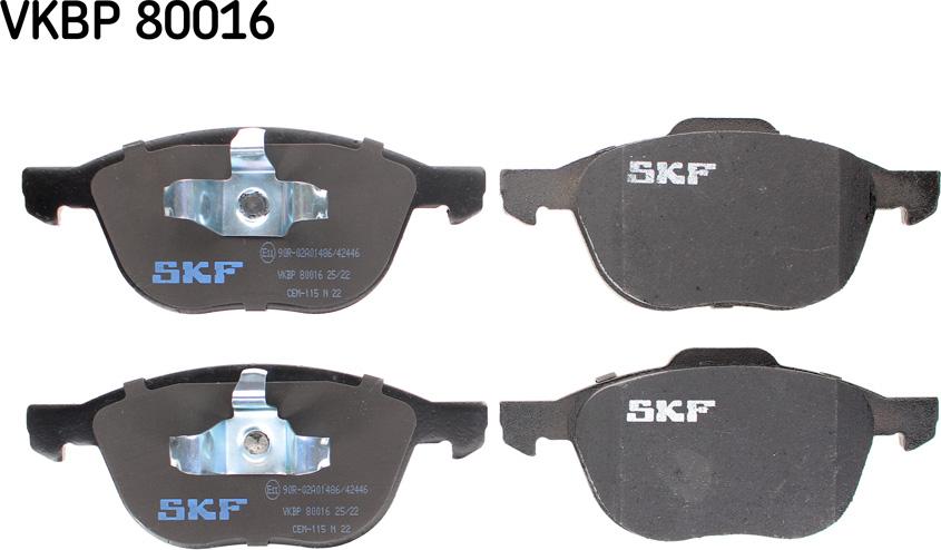 SKF VKBP 80016 - Гальмівні колодки, дискові гальма avtolavka.club