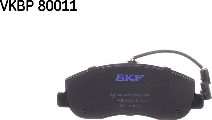 SKF VKBP 80011 E - Гальмівні колодки, дискові гальма avtolavka.club