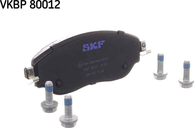 SKF VKBP 80012 - Гальмівні колодки, дискові гальма avtolavka.club