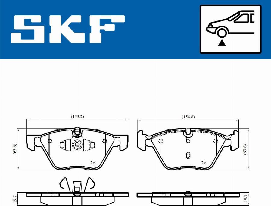 SKF VKBP 80702 - Гальмівні колодки, дискові гальма avtolavka.club