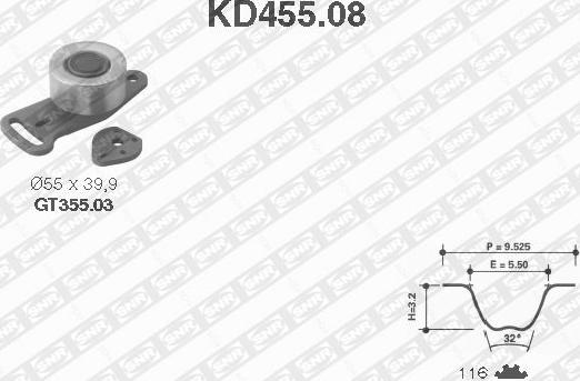 SNR KD455.08 - Комплект ременя ГРМ avtolavka.club