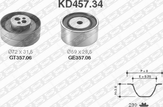 SNR KD457.34 - Комплект ременя ГРМ avtolavka.club