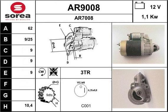 SNRA AR9008 - Стартер avtolavka.club