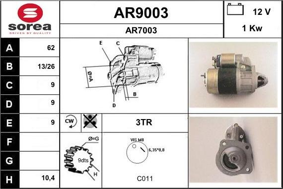 SNRA AR9003 - Стартер avtolavka.club