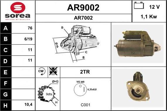 SNRA AR9002 - Стартер avtolavka.club