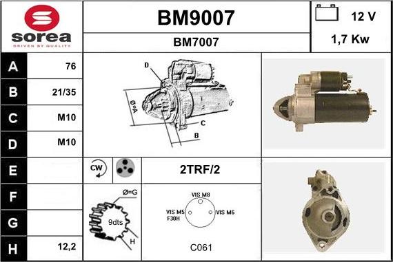 SNRA BM9007 - Стартер avtolavka.club