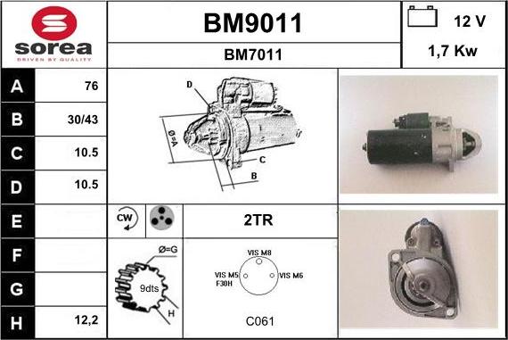 SNRA BM9011 - Стартер avtolavka.club