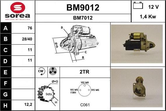 SNRA BM9012 - Стартер avtolavka.club