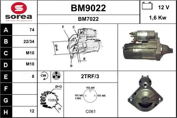 SNRA BM9022 - Стартер avtolavka.club