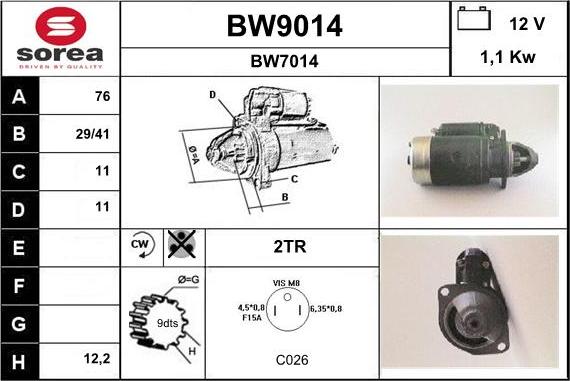 SNRA BW9014 - Стартер avtolavka.club