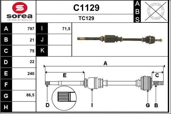 SNRA C1129 - Приводний вал avtolavka.club