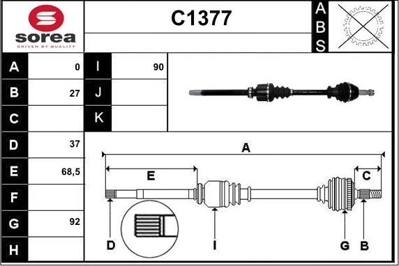 SNRA C1377 - Приводний вал avtolavka.club