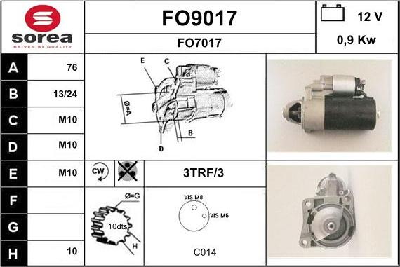 SNRA FO9017 - Стартер avtolavka.club