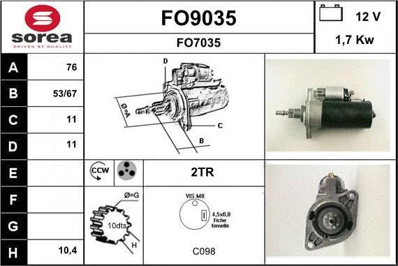 SNRA FO9035 - Стартер avtolavka.club