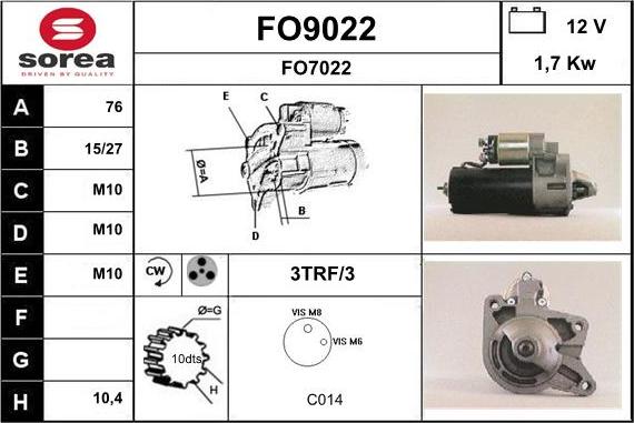 SNRA FO9022 - Стартер avtolavka.club