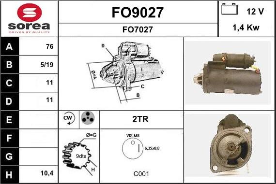 SNRA FO9027 - Стартер avtolavka.club