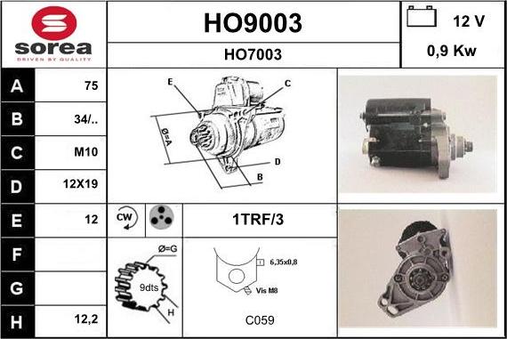 SNRA HO9003 - Стартер avtolavka.club