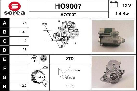 SNRA HO9007 - Стартер avtolavka.club