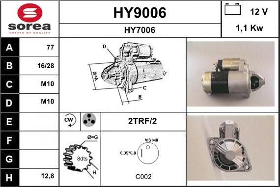 SNRA HY9006 - Стартер avtolavka.club