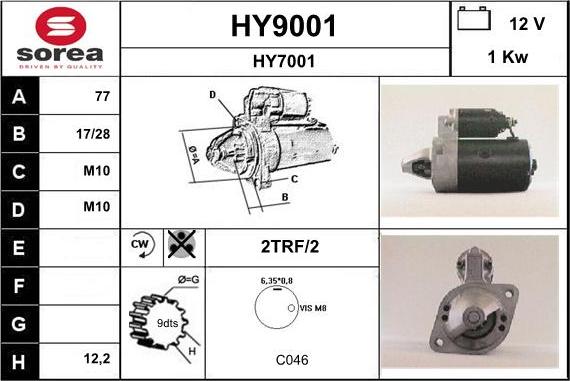 SNRA HY9001 - Стартер avtolavka.club