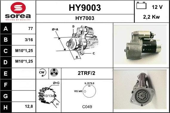 SNRA HY9003 - Стартер avtolavka.club