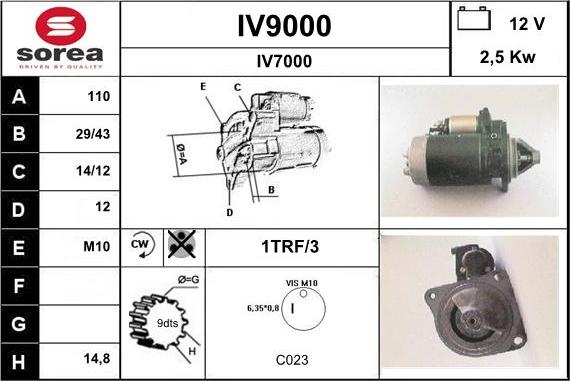 SNRA IV9000 - Стартер avtolavka.club