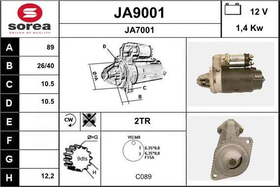 SNRA JA9001 - Стартер avtolavka.club