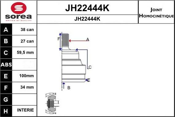 SNRA JH22444K - Шарнірний комплект, ШРУС, приводний вал avtolavka.club