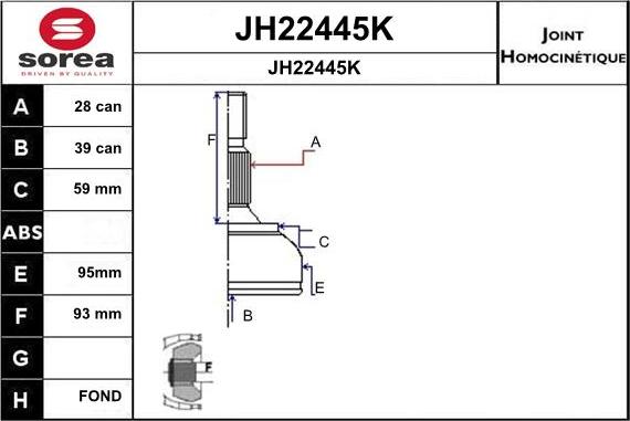 SNRA JH22445K - Шарнірний комплект, ШРУС, приводний вал avtolavka.club