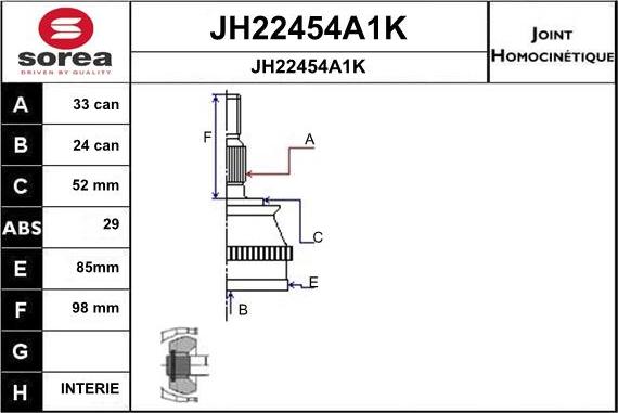 SNRA JH22454A1K - Шарнірний комплект, ШРУС, приводний вал avtolavka.club