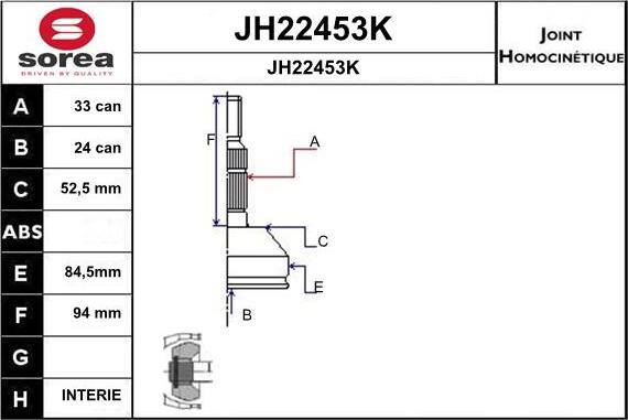 SNRA JH22453K - Шарнірний комплект, ШРУС, приводний вал avtolavka.club