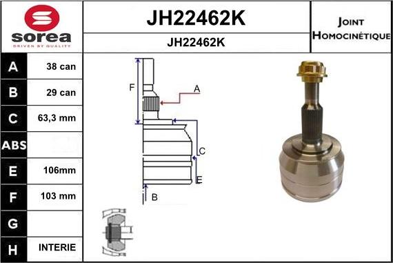 SNRA JH22462K - Шарнірний комплект, ШРУС, приводний вал avtolavka.club