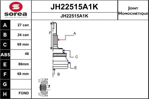 SNRA JH22515A1K - Шарнірний комплект, ШРУС, приводний вал avtolavka.club
