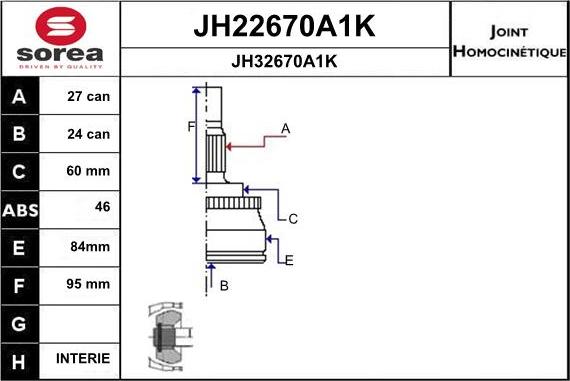 SNRA JH22670A1K - Шарнірний комплект, ШРУС, приводний вал avtolavka.club