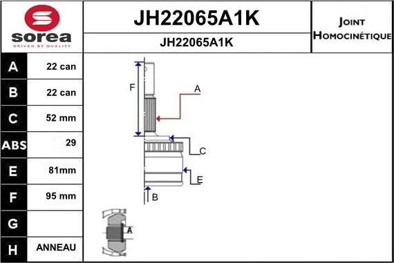 SNRA JH22065A1K - Шарнірний комплект, ШРУС, приводний вал avtolavka.club